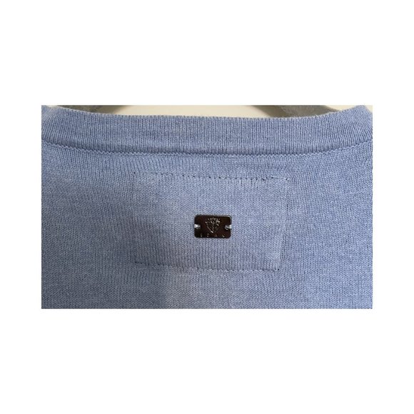 IZac Men Cashmere Cotton V-Neck Sweater - Light Blue (Large) - Picture 6 of 8